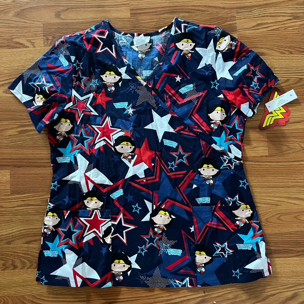 NWT large Wonder Woman scrub top!